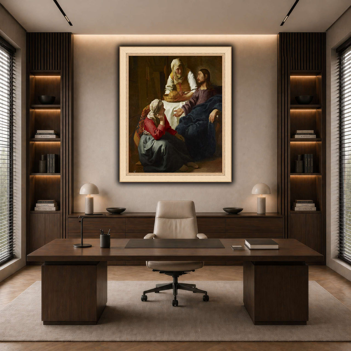 Johannes_(Jan)_Vermeer_-_Christ_in_the_House_of_Martha_and_Mary dark neutral-office