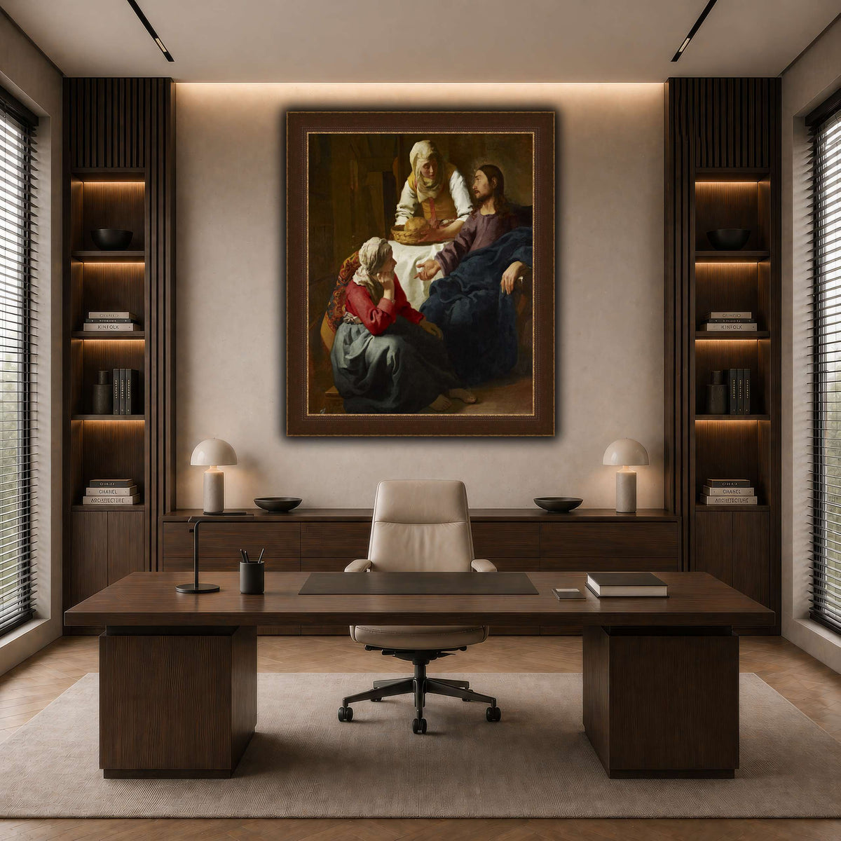 Johannes_(Jan)_Vermeer_-_Christ_in_the_House_of_Martha_and_Mary dark neutral-office