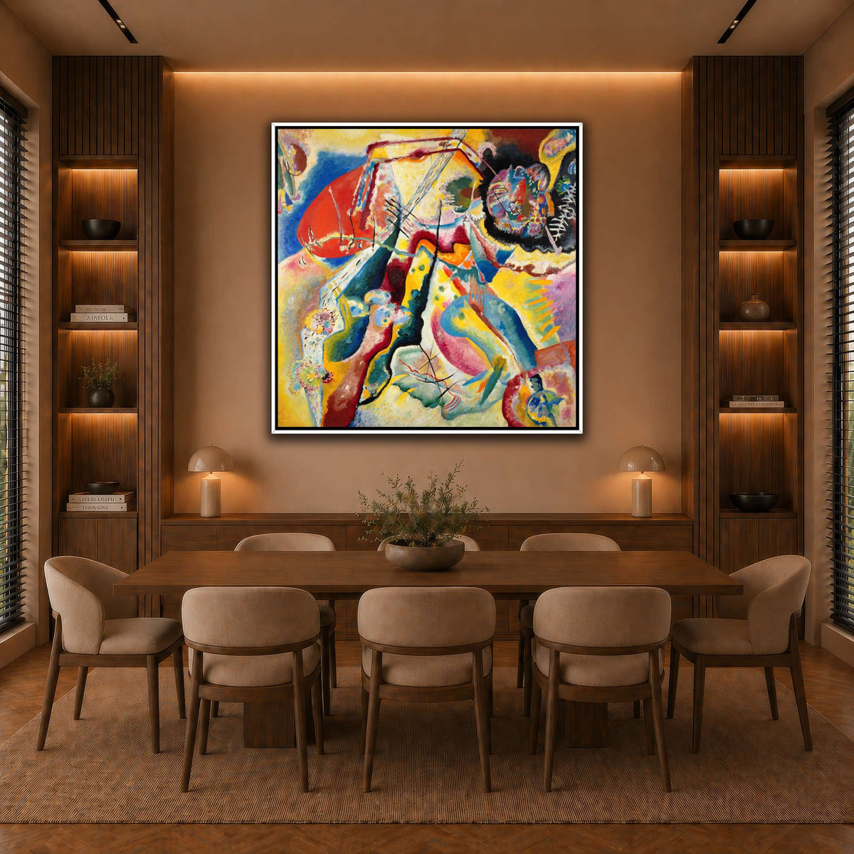 Kandinsky_-_Bild_mit_rotem_Fleck,_Pompidou warm-dining room