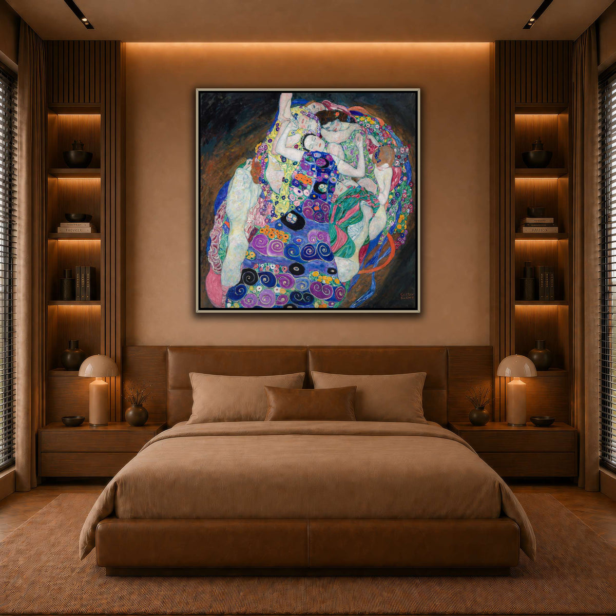 KlimtDieJungfrau warm-bedroom