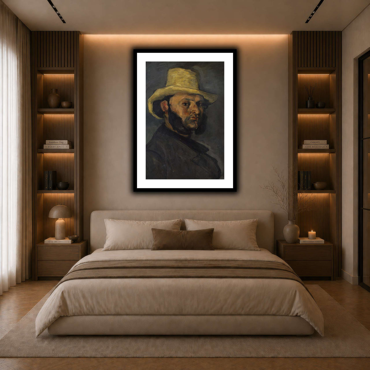 L'Homme_au_chapeau_de_paille,_Paul_Cezanne dark neutral-bedroom