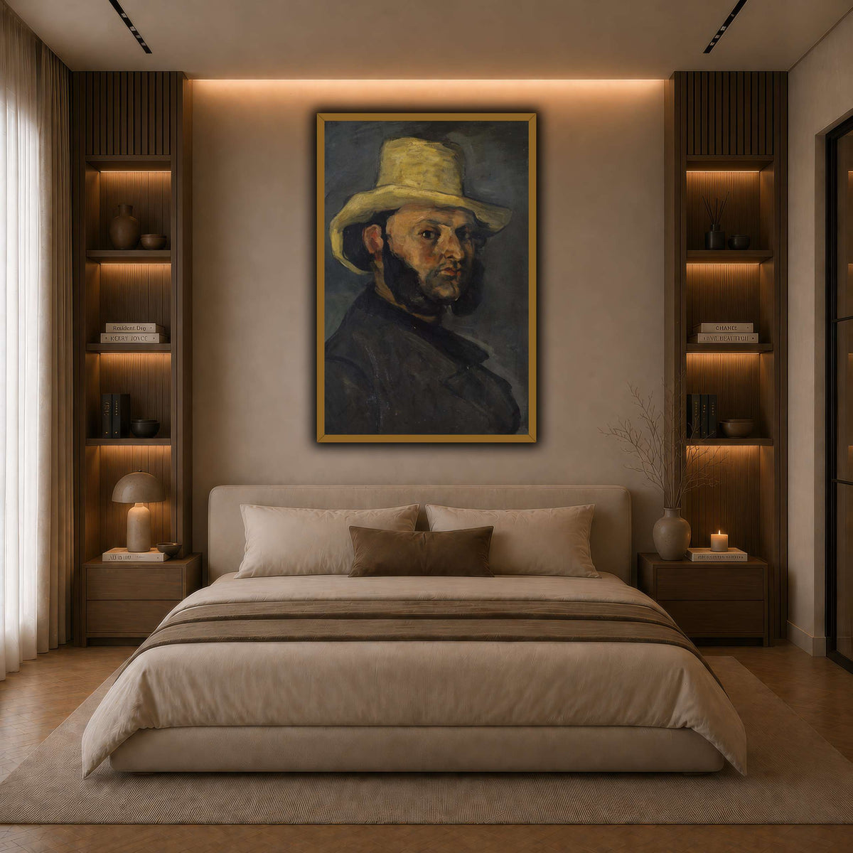 L'Homme_au_chapeau_de_paille,_Paul_Cezanne dark neutral-bedroom