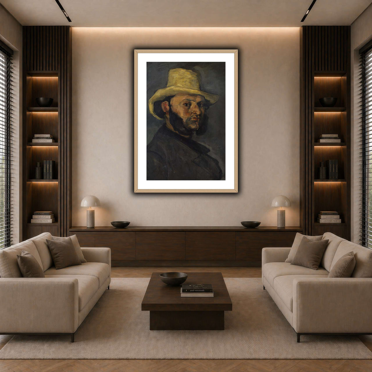 L'Homme_au_chapeau_de_paille,_Paul_Cezanne dark neutral-living room