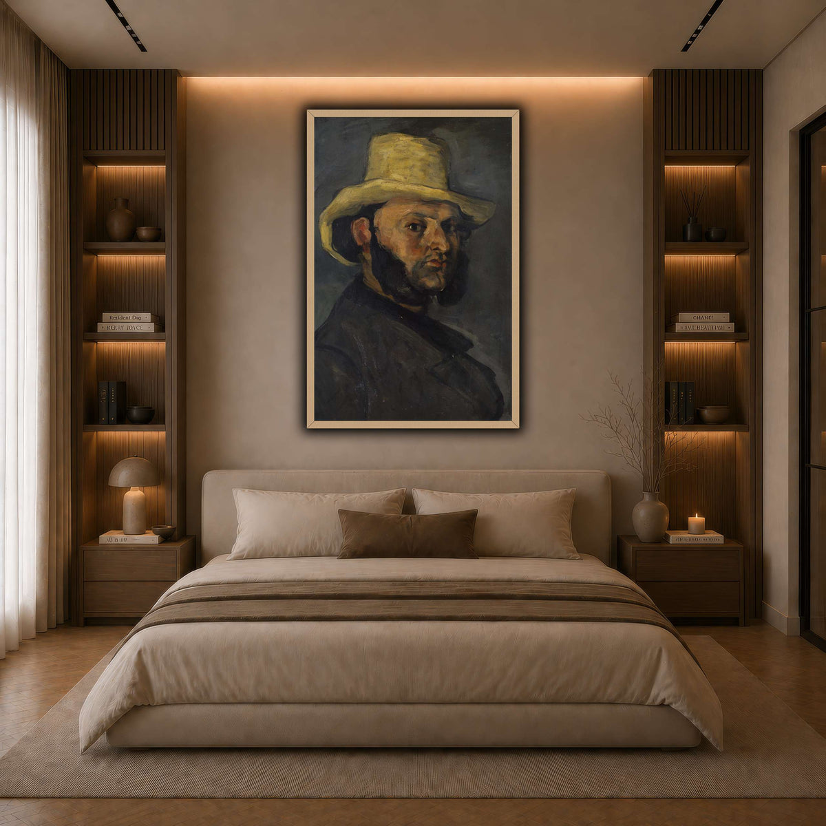 L'Homme_au_chapeau_de_paille,_Paul_Cezanne dark neutral-bedroom