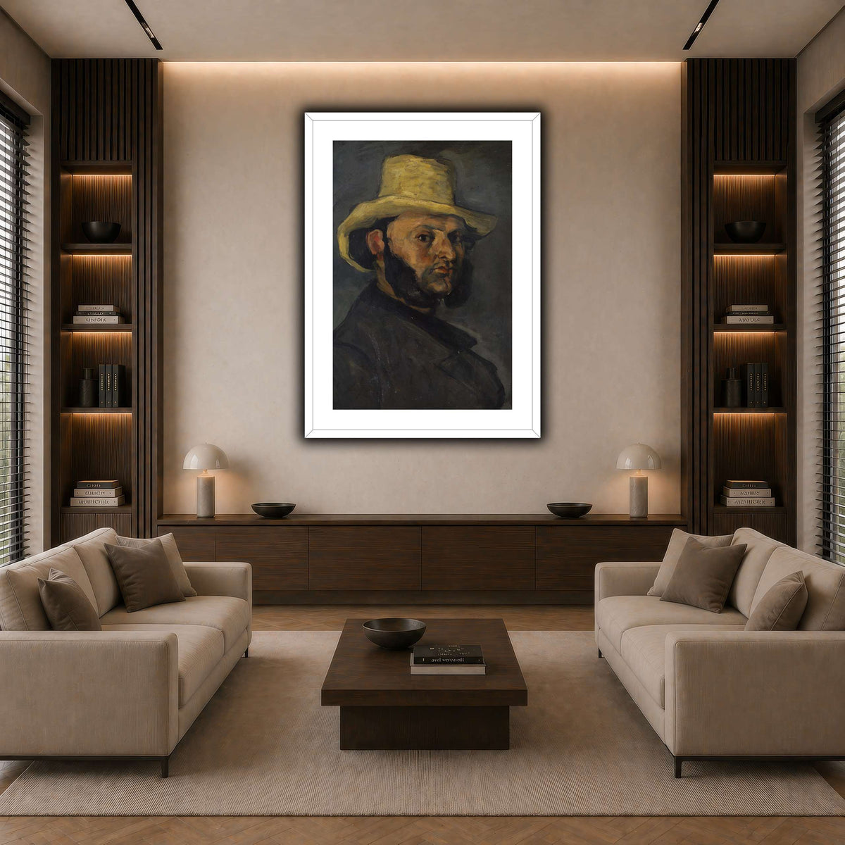 L'Homme_au_chapeau_de_paille,_Paul_Cezanne dark neutral-living room