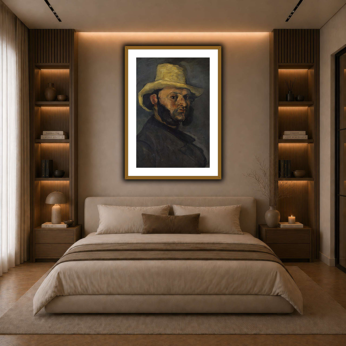 L'Homme_au_chapeau_de_paille,_Paul_Cezanne dark neutral-bedroom