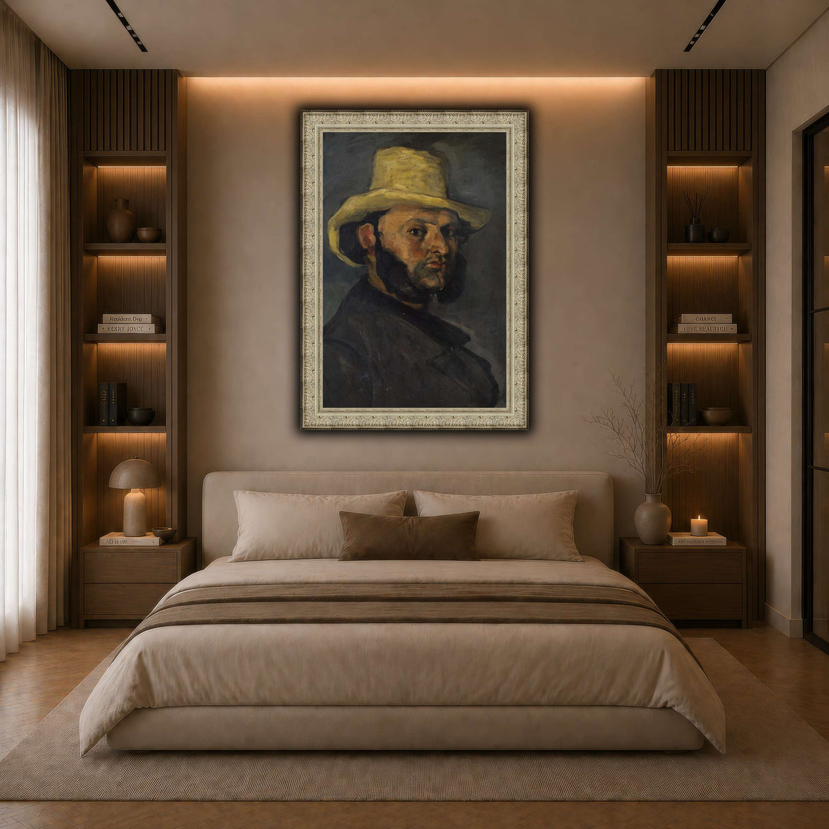 L'Homme_au_chapeau_de_paille,_Paul_Cezanne dark neutral-bedroom