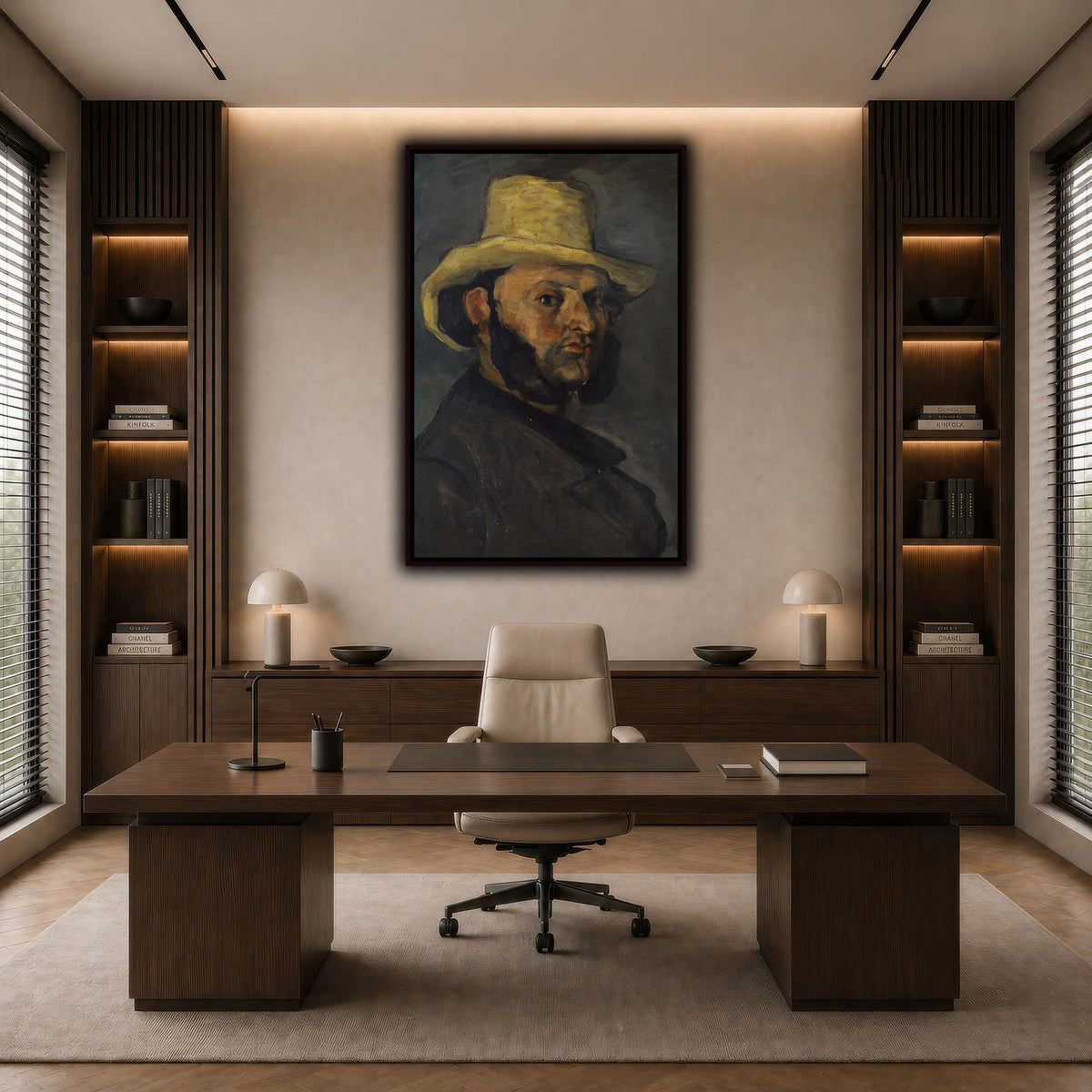 L'Homme_au_chapeau_de_paille,_Paul_Cezanne dark neutral-office