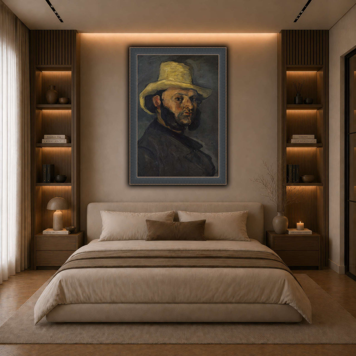 L'Homme_au_chapeau_de_paille,_Paul_Cezanne dark neutral-bedroom
