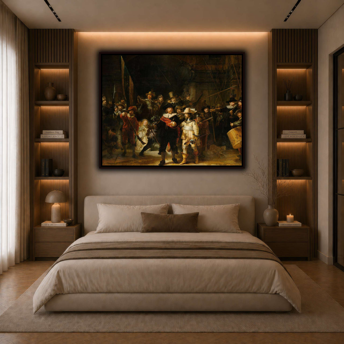 La_ronda_de_noche,_por_Rembrandt-van-Rijn dark neutral-bedroom