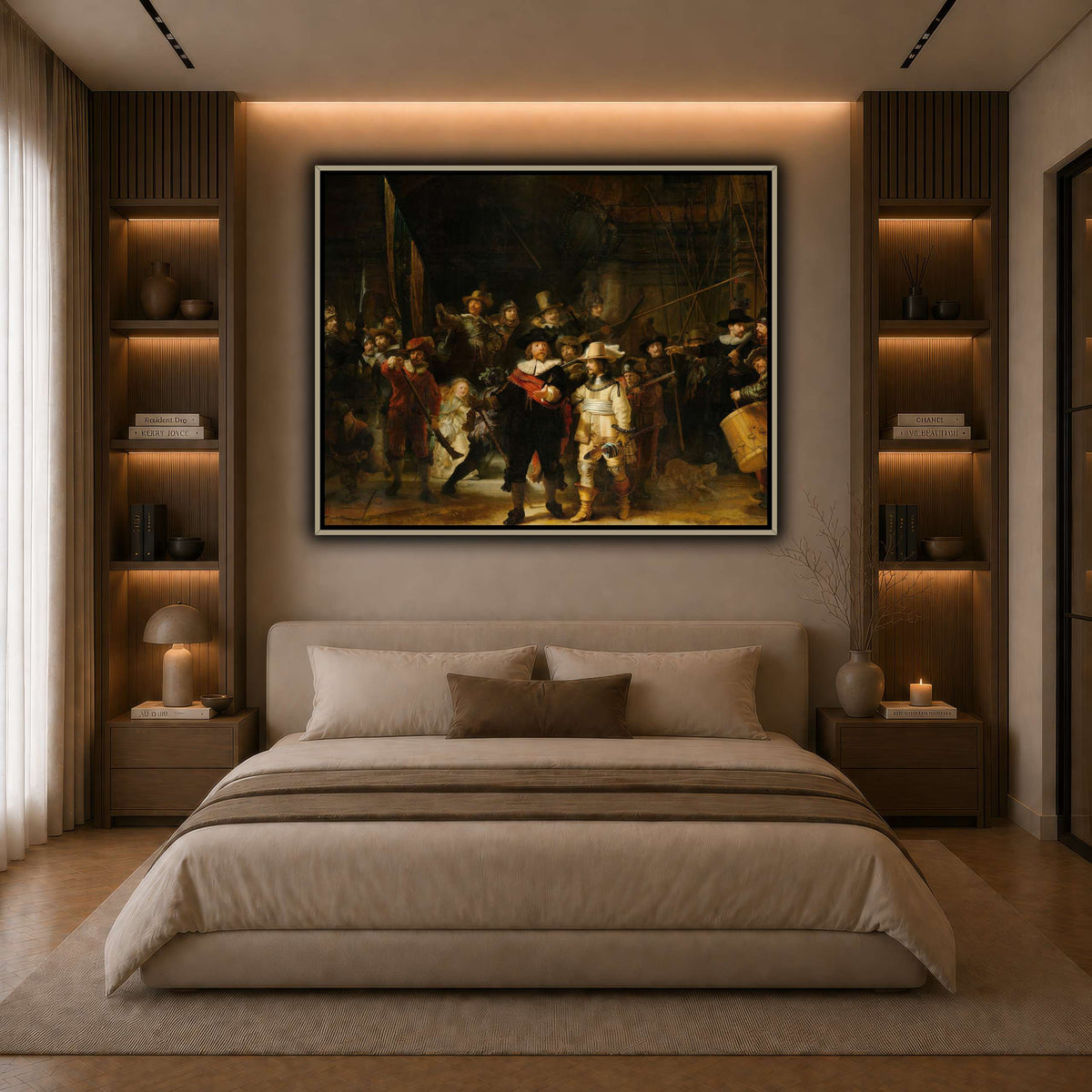 La_ronda_de_noche,_por_Rembrandt-van-Rijn dark neutral-bedroom