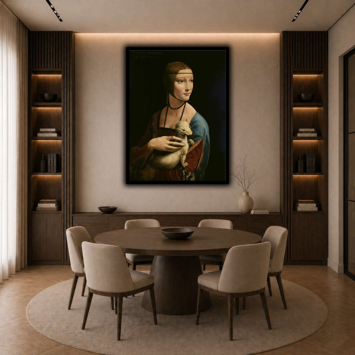 Lady_with_an_Ermine_-_Leonardo_da_Vinci dark neutral-dining room