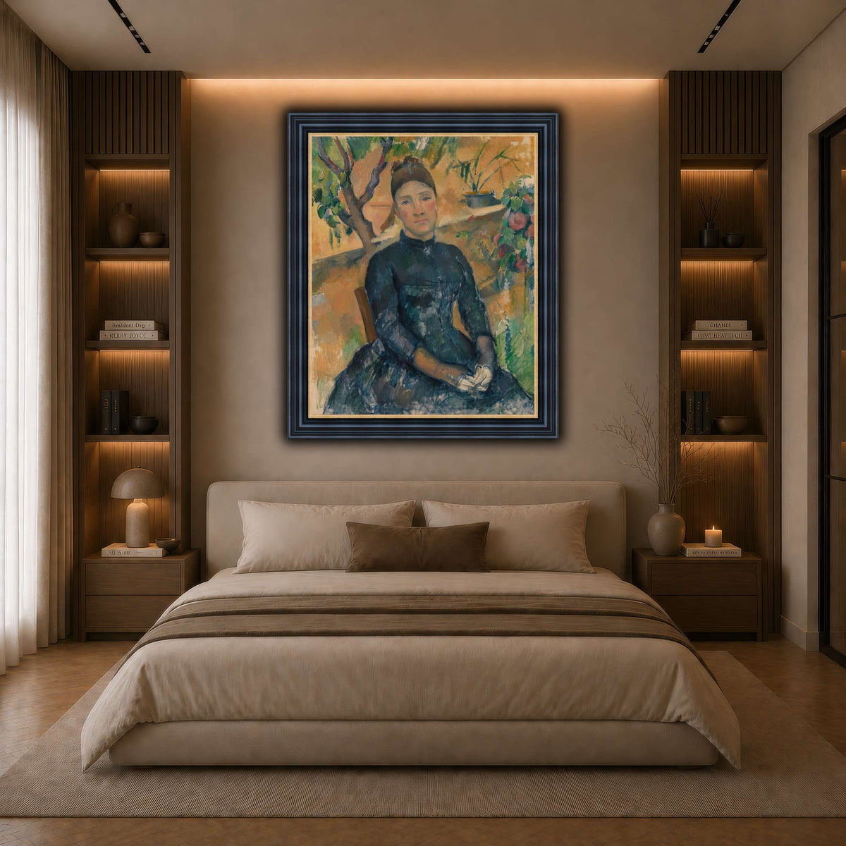 Madame_Cézanne__Paul_Cezanne dark neutral-bedroom