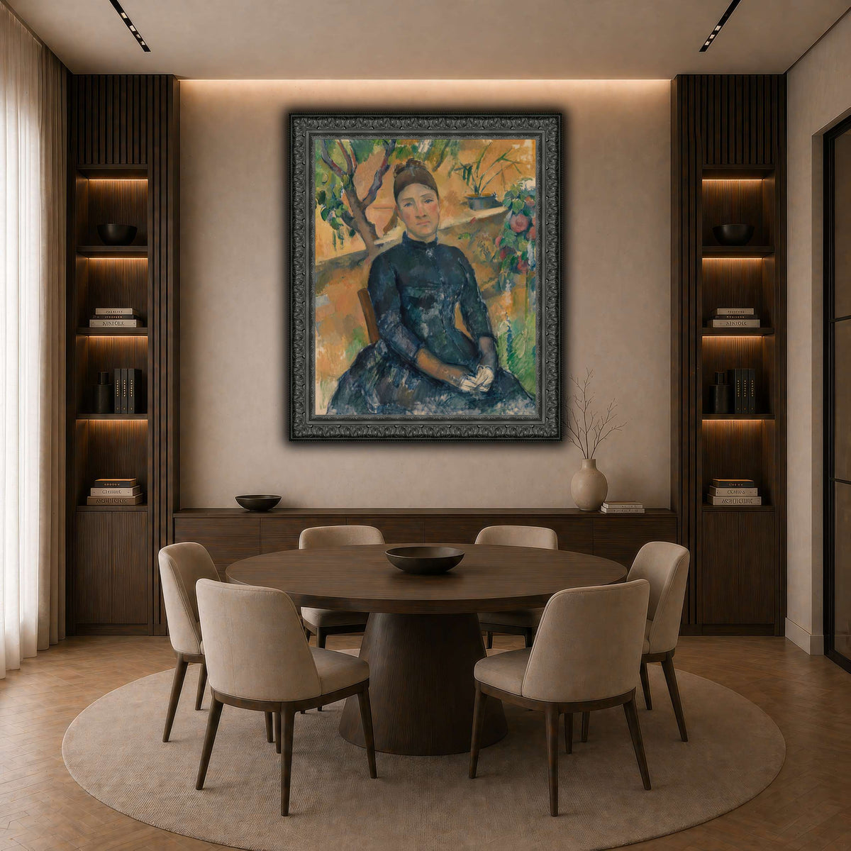 Madame_Cézanne__Paul_Cezanne dark neutral-dining room