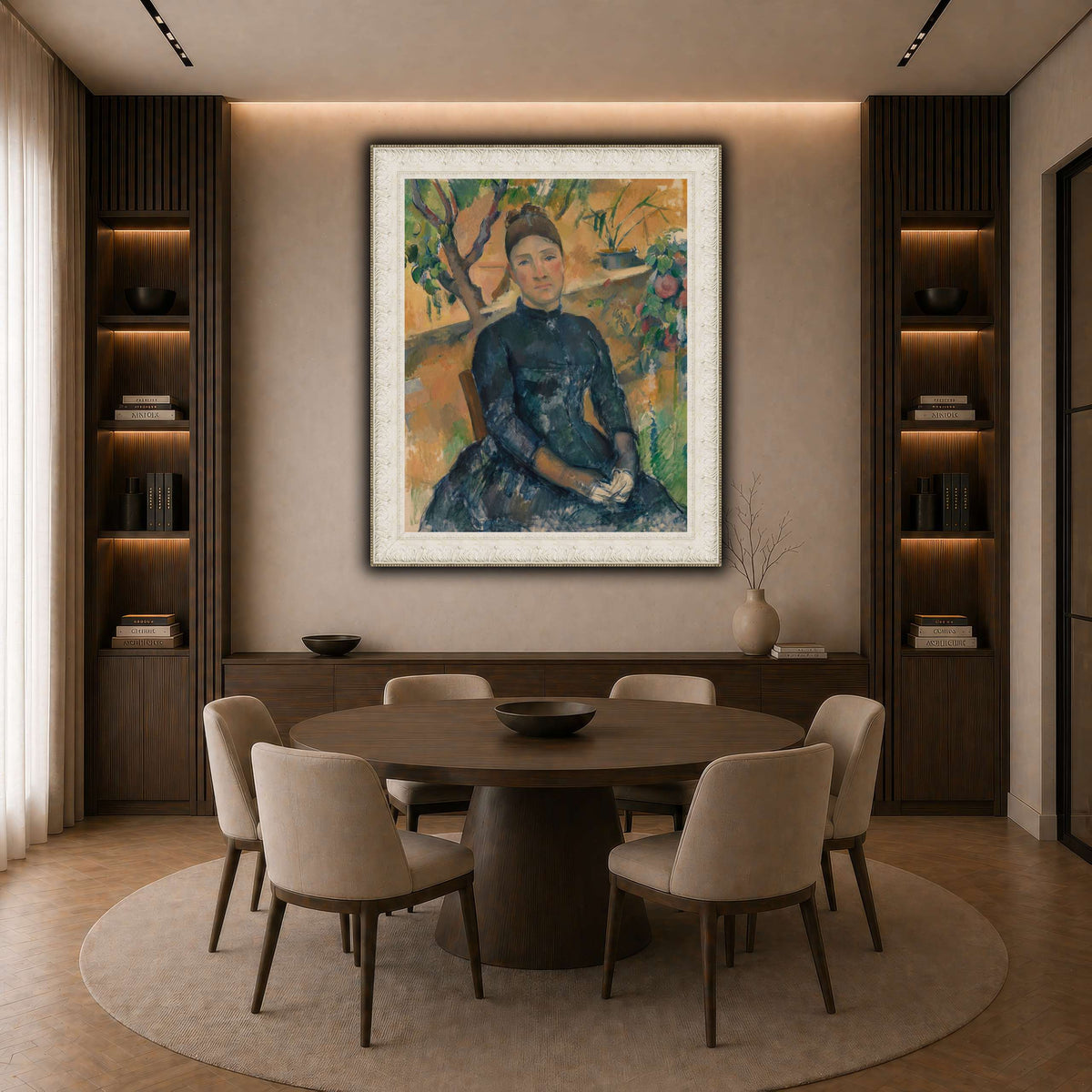 Madame_Cézanne__Paul_Cezanne dark neutral-dining room