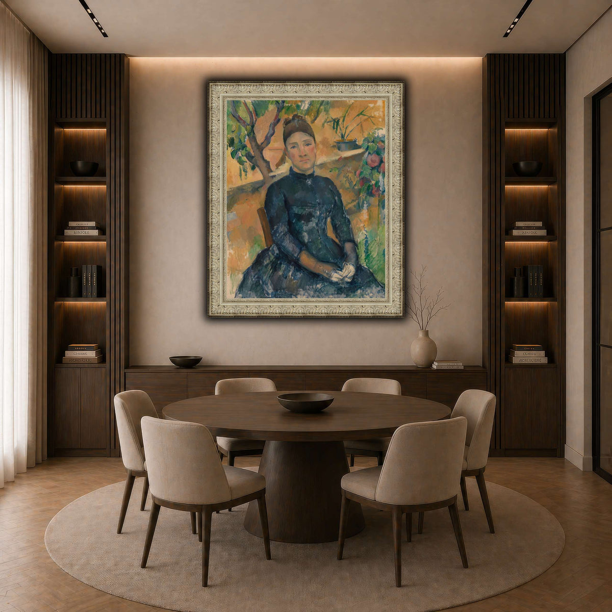 Madame_Cézanne__Paul_Cezanne dark neutral-dining room