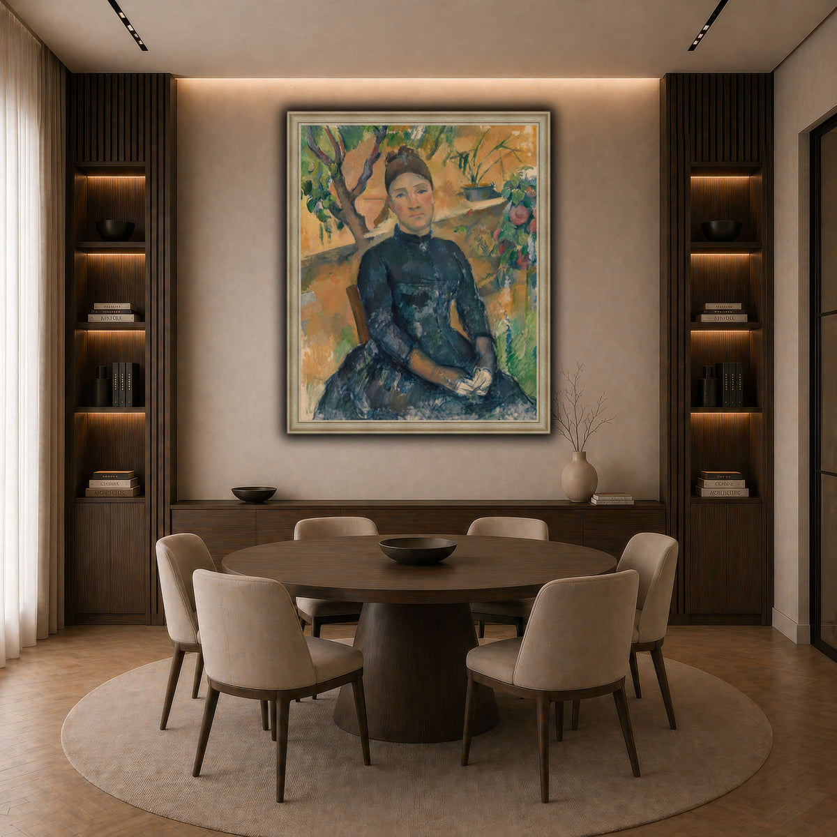Madame_Cézanne__Paul_Cezanne dark neutral-dining room