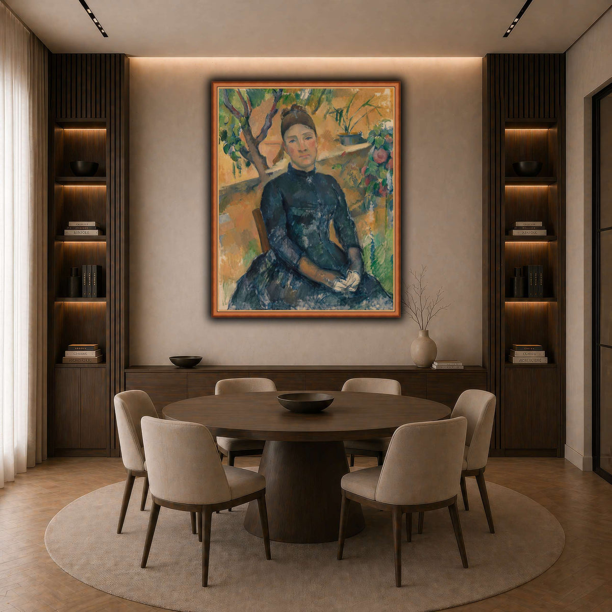 Madame_Cézanne__Paul_Cezanne dark neutral-dining room