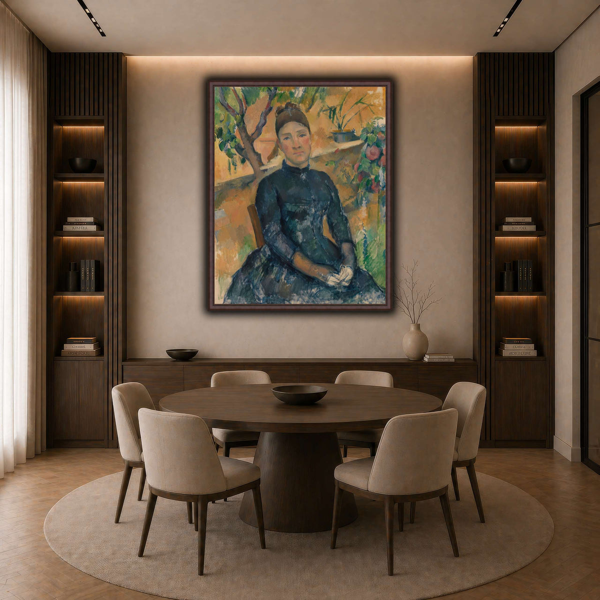 Madame_Cézanne__Paul_Cezanne dark neutral-dining room