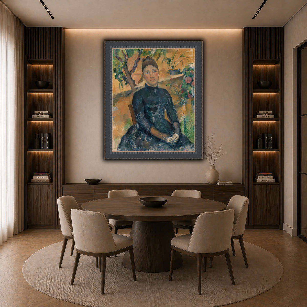 Madame_Cézanne__Paul_Cezanne dark neutral-dining room