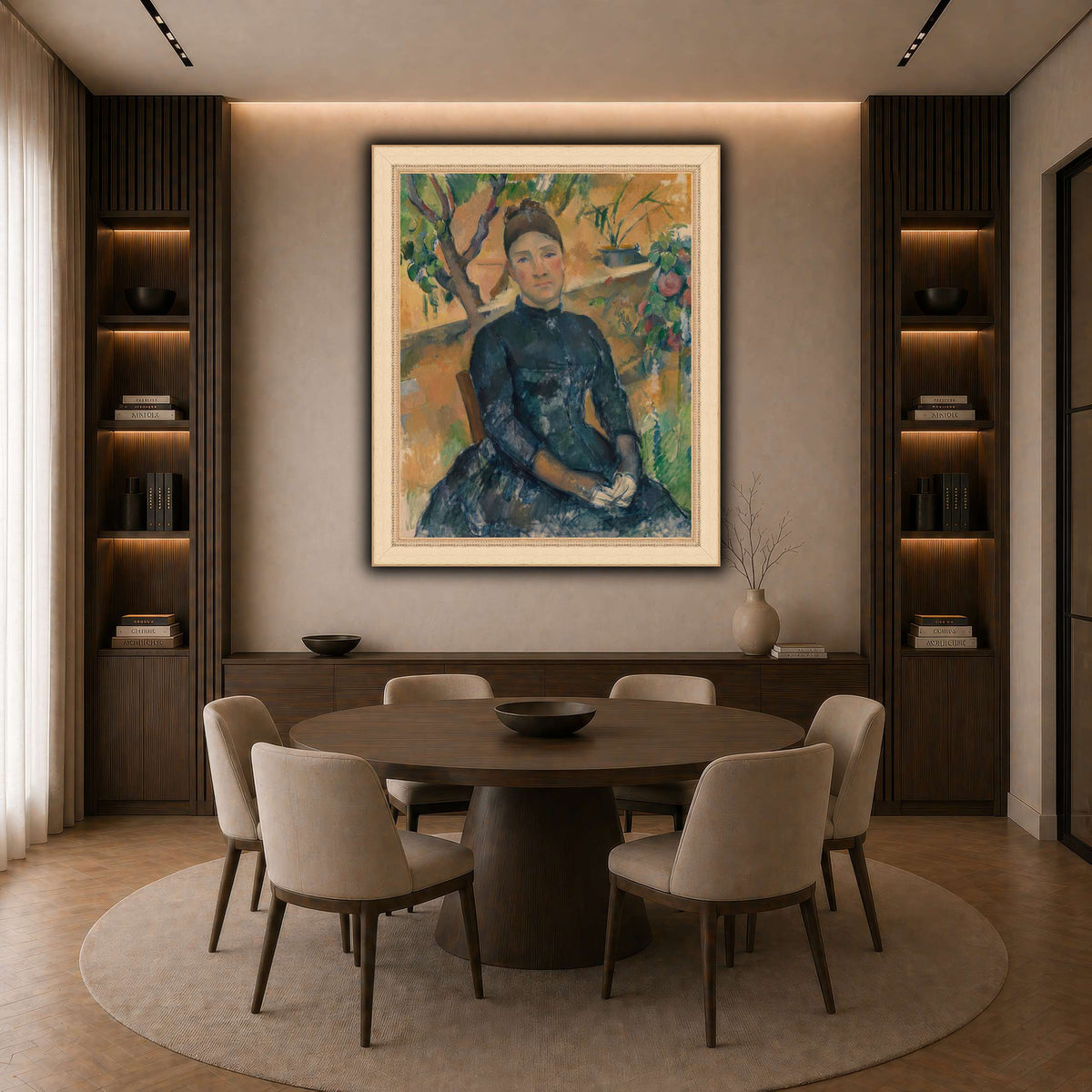 Madame_Cézanne__Paul_Cezanne dark neutral-dining room