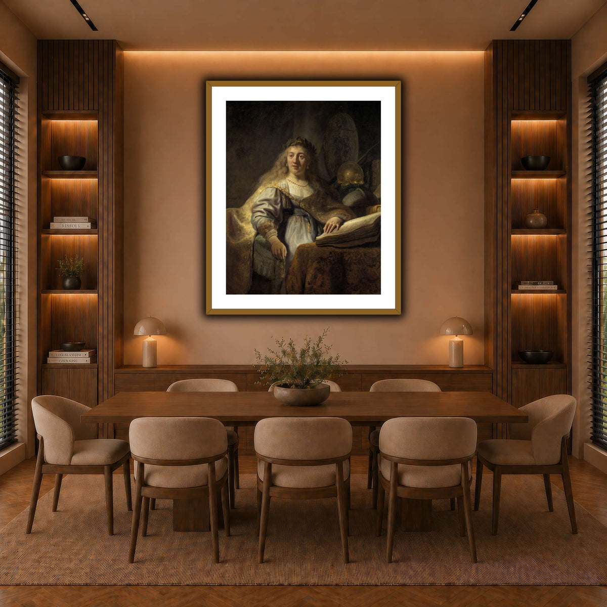 Minerva-in-Her-Study_Rembrandt-van-Rijn warm-dining room