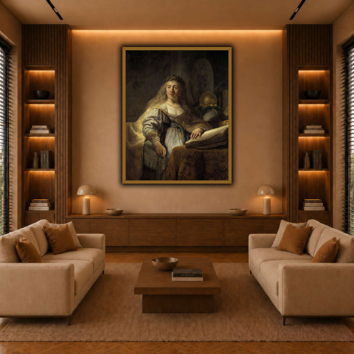 Minerva-in-Her-Study_Rembrandt-van-Rijn warm-living-room