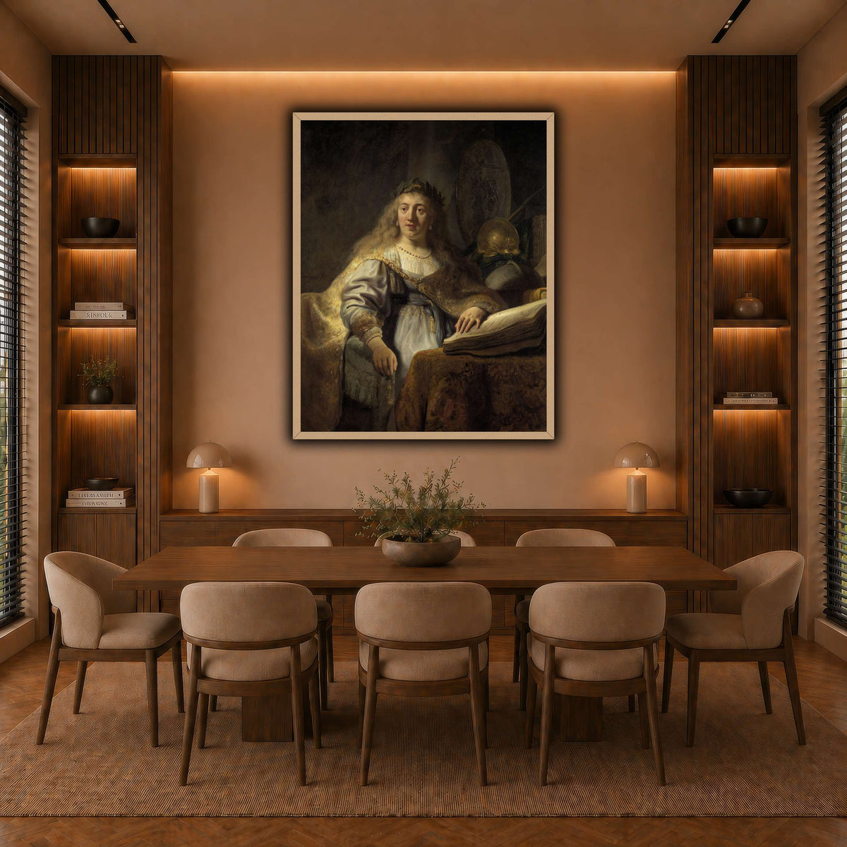 Minerva-in-Her-Study_Rembrandt-van-Rijn warm-dining room