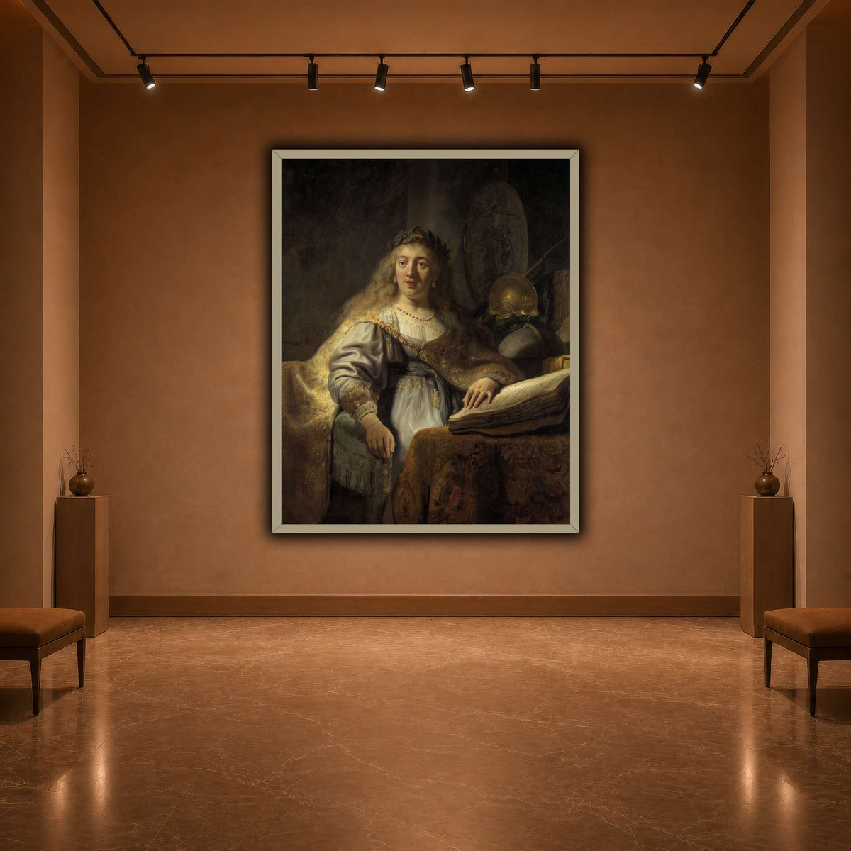 Minerva-in-Her-Study_Rembrandt-van-Rijn warm-agallery