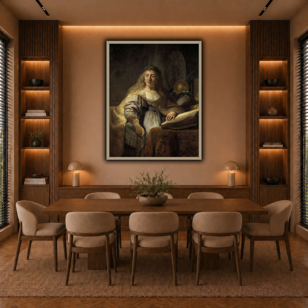 Minerva-in-Her-Study_Rembrandt-van-Rijn warm-dining room