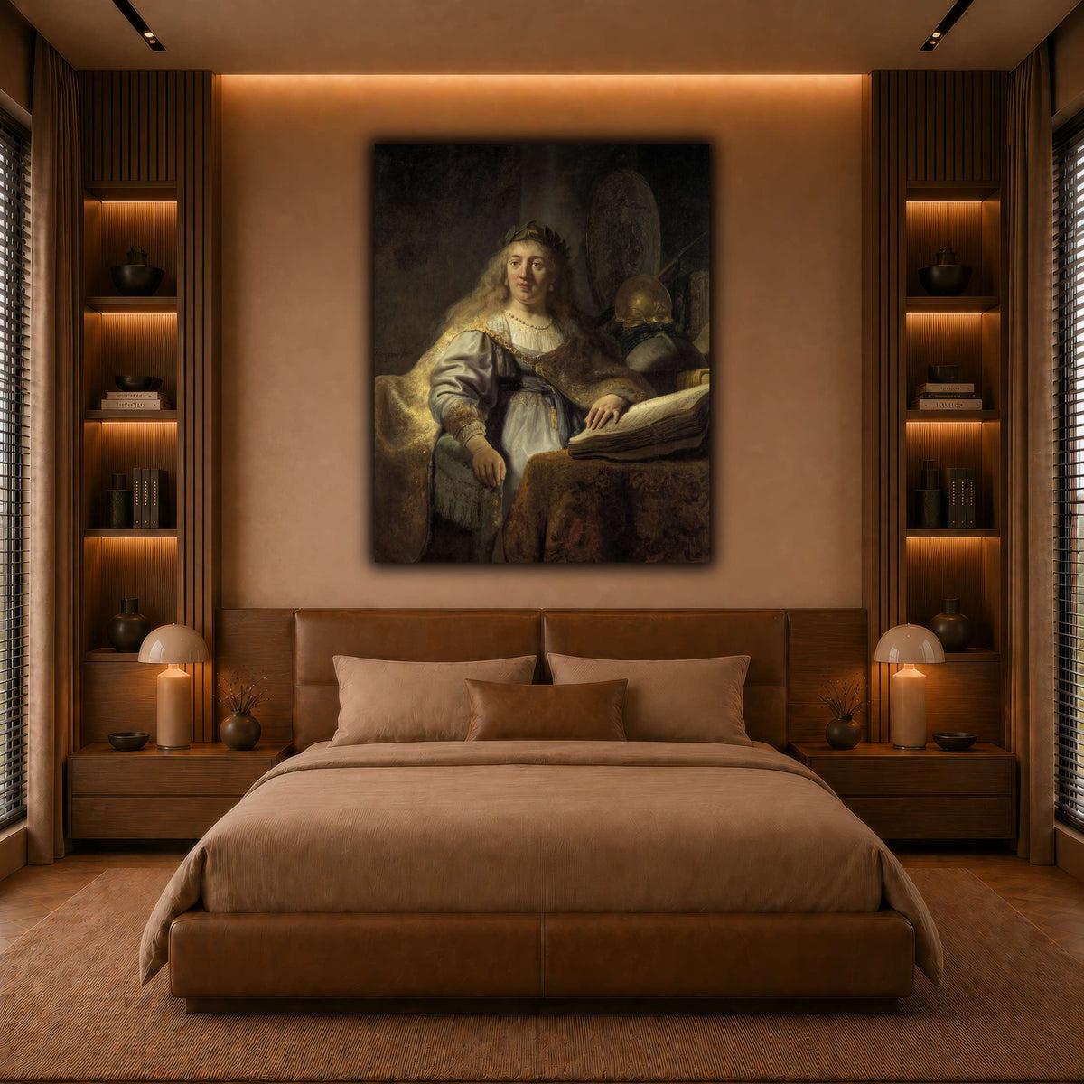 Minerva-in-Her-Study_Rembrandt-van-Rijn warm-bedroom