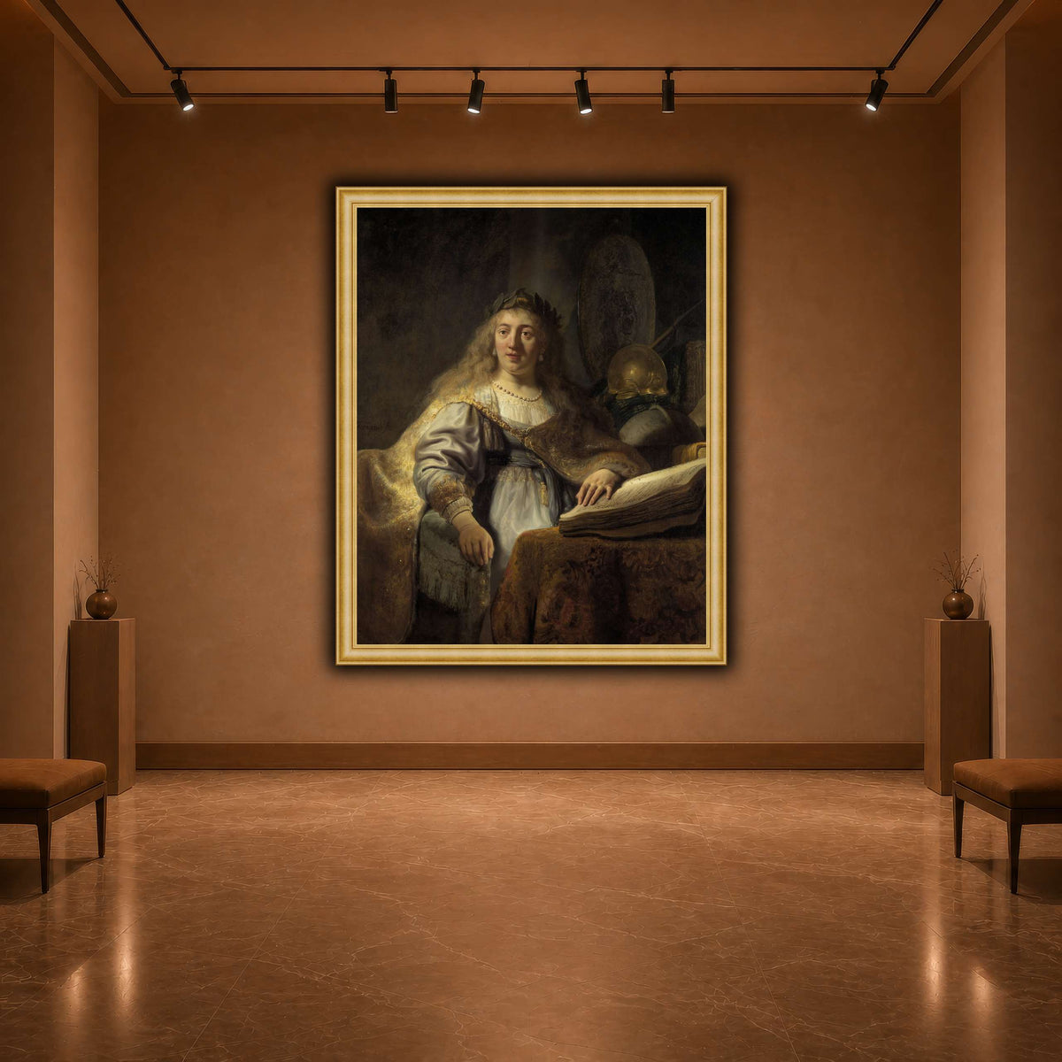 Minerva-in-Her-Study_Rembrandt-van-Rijn warm-agallery