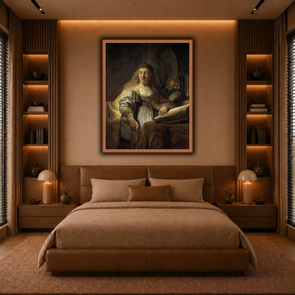 Minerva-in-Her-Study_Rembrandt-van-Rijn warm-bedroom
