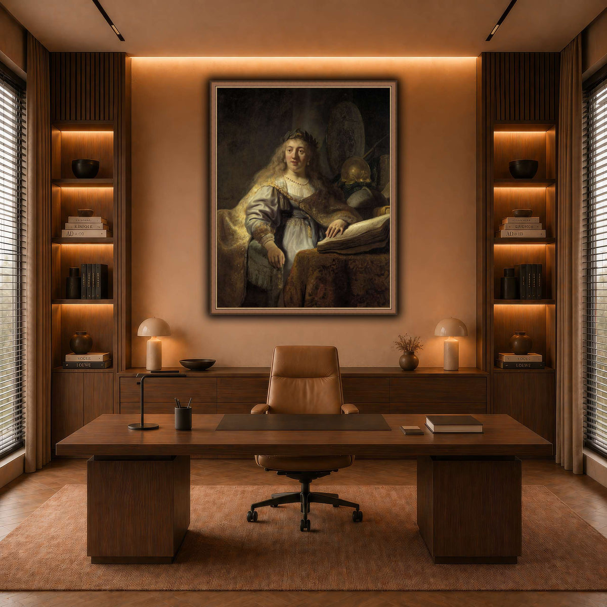 Minerva-in-Her-Study_Rembrandt-van-Rijn warm-office
