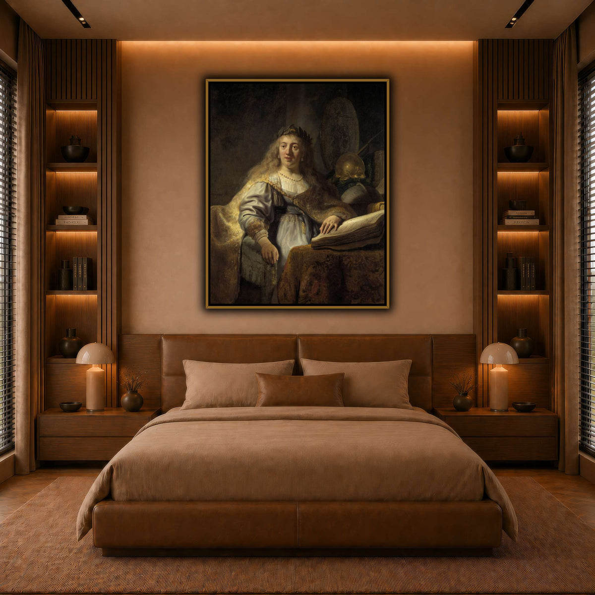 Minerva-in-Her-Study_Rembrandt-van-Rijn warm-bedroom