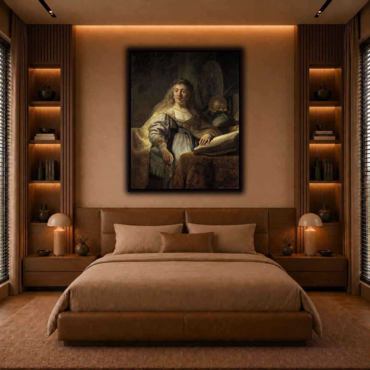 Minerva-in-Her-Study_Rembrandt-van-Rijn warm-bedroom