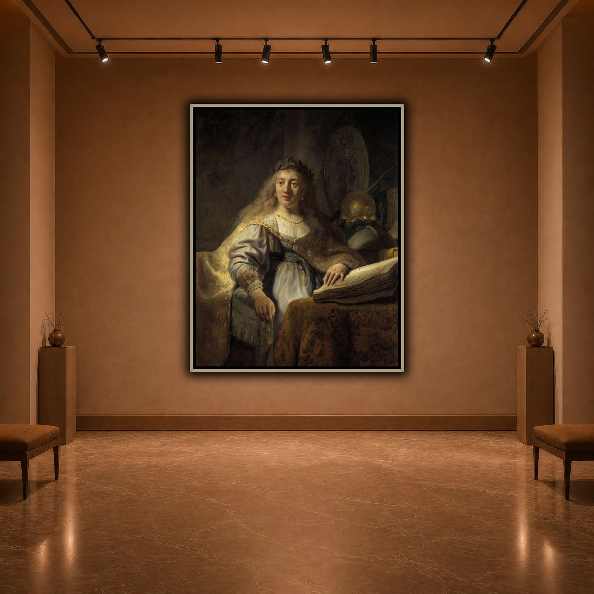 Minerva-in-Her-Study_Rembrandt-van-Rijn warm-agallery