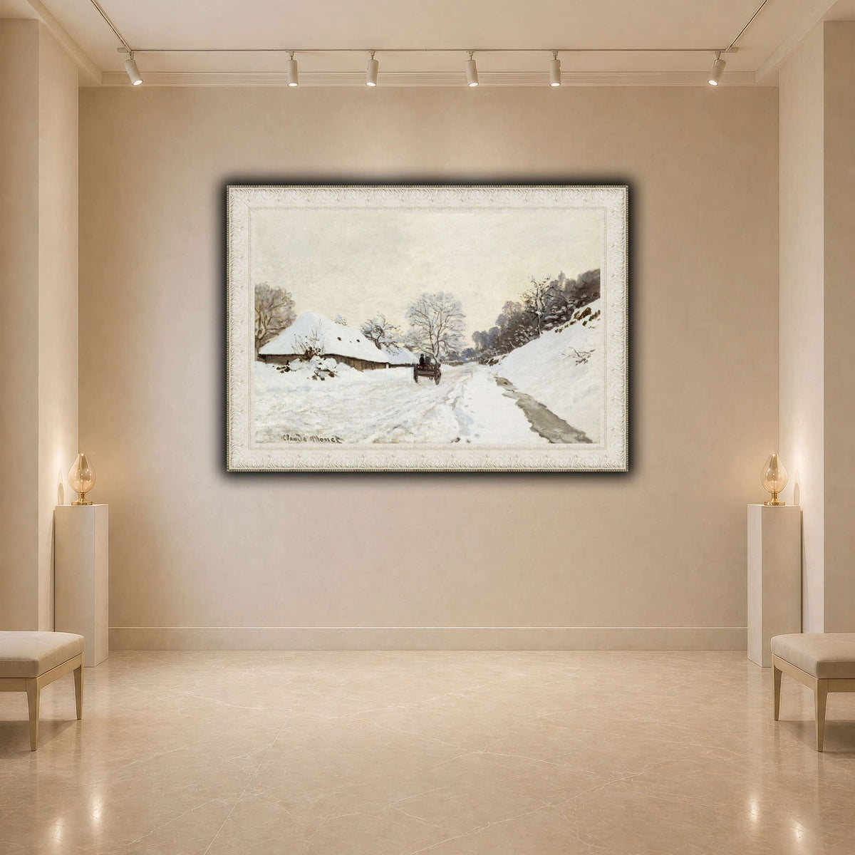 Monet,_A_Cart_on_the_Snowy_Road_at_Honfleur_(1865_or_1867) light neutral- agallery