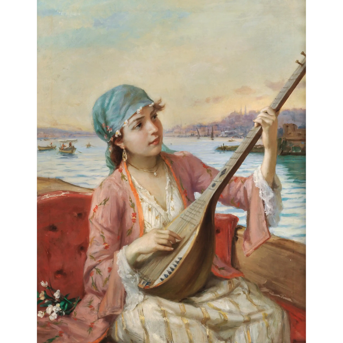 Odalisque_on_the_Bosphorus_Playing_the_Lute_Fausto_Zonaro