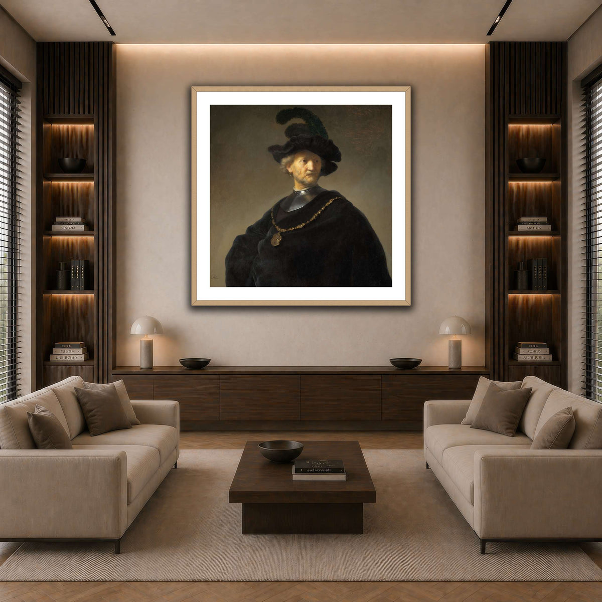 Old-Man-with-a-Gold-Chain_Rembrandt-van-Rijn dark neutral-living room