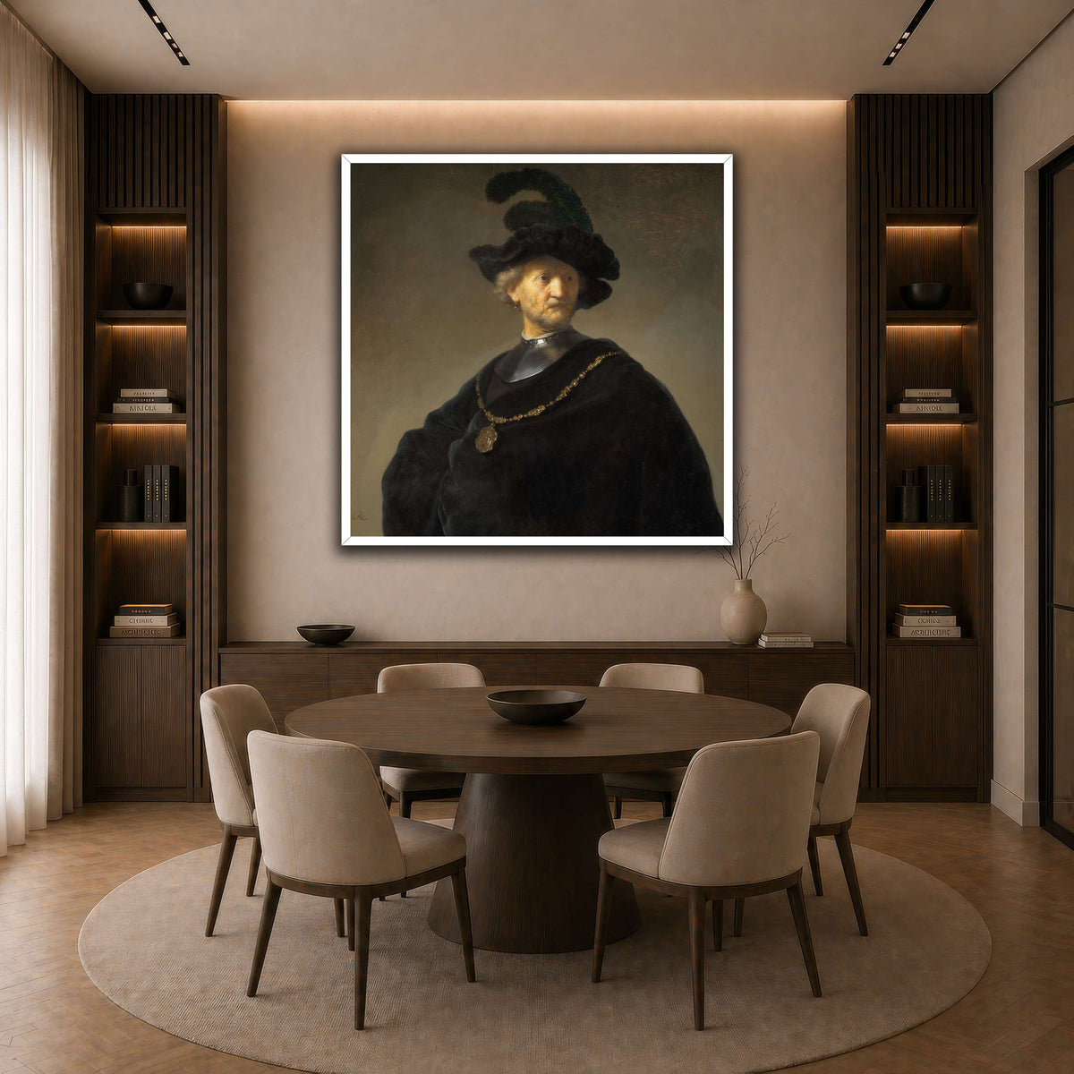 Old-Man-with-a-Gold-Chain_Rembrandt-van-Rijn dark neutral-dining room