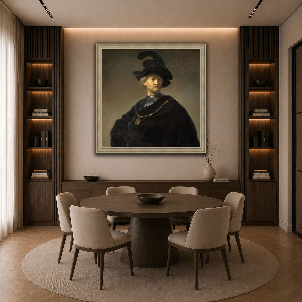 Old-Man-with-a-Gold-Chain_Rembrandt-van-Rijn dark neutral-dining room