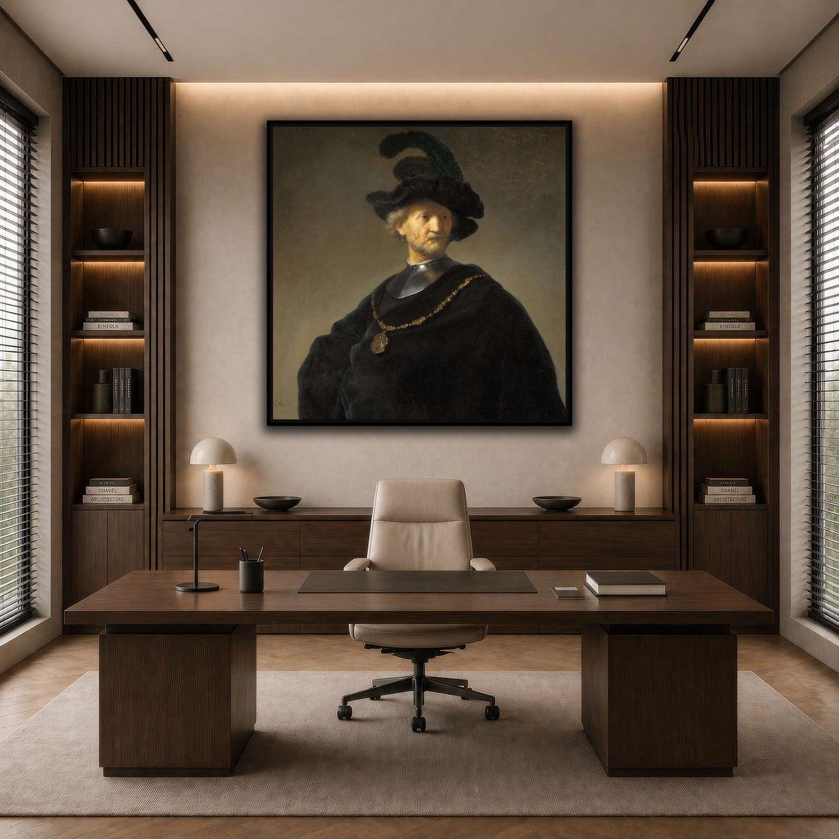 Old-Man-with-a-Gold-Chain_Rembrandt-van-Rijn dark neutral-office