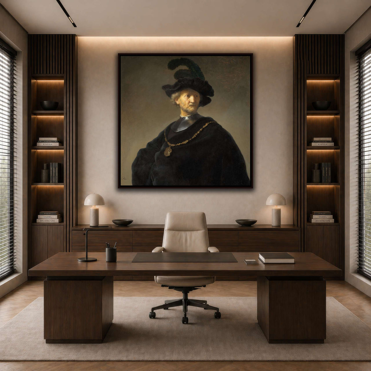 Old-Man-with-a-Gold-Chain_Rembrandt-van-Rijn dark neutral-office