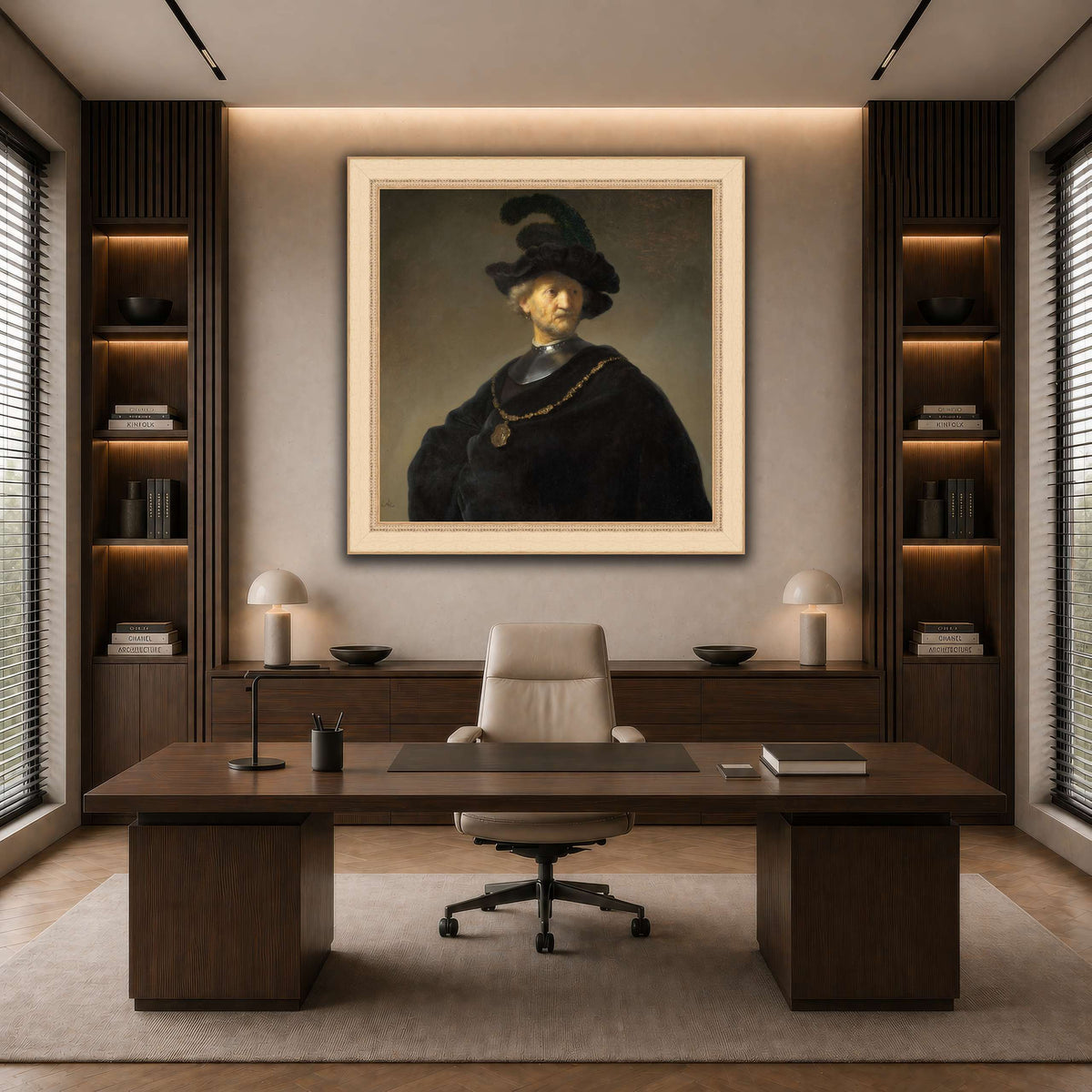 Old-Man-with-a-Gold-Chain_Rembrandt-van-Rijn dark neutral-office