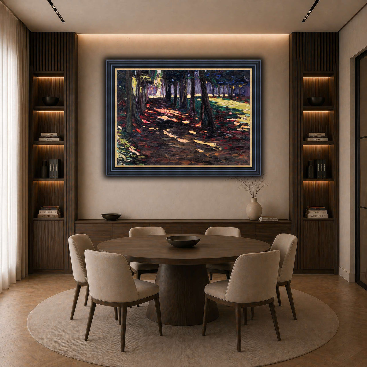 Parc_of_Saint-Cloud,_Shaded_Path_-_Wassily_Kandinsky,_1906 dark neutral-dining room