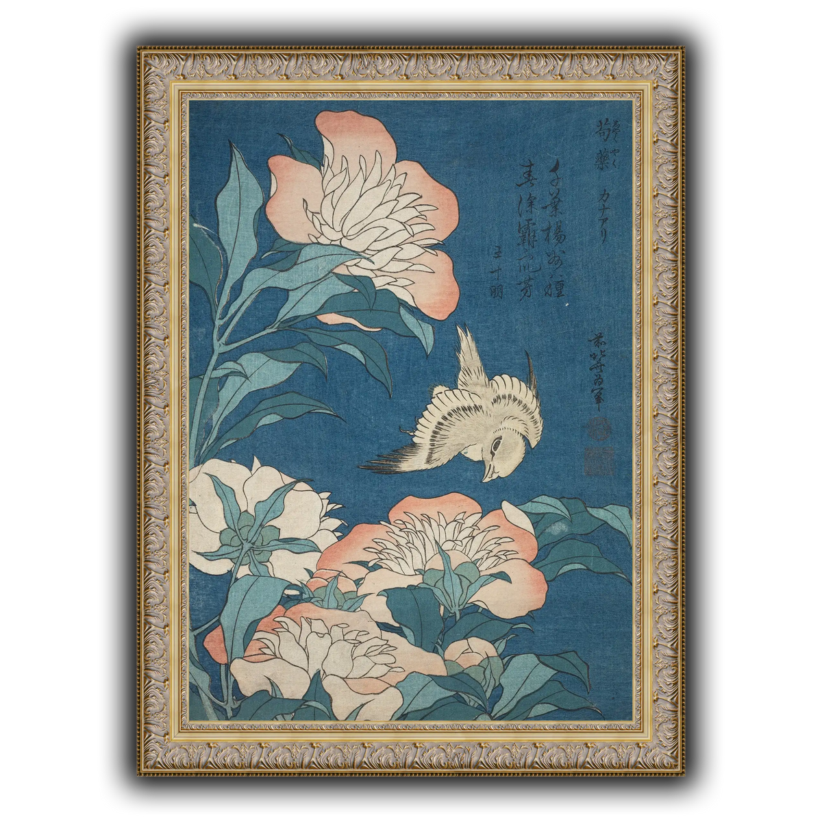 Peonies_and_Canary_Katsushika Hokusai