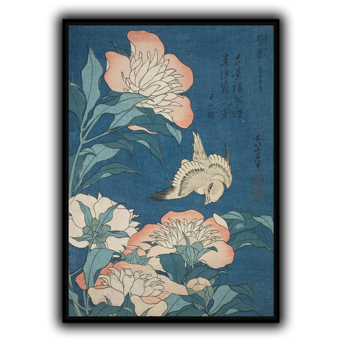 Peonies_and_Canary_Katsushika Hokusai
