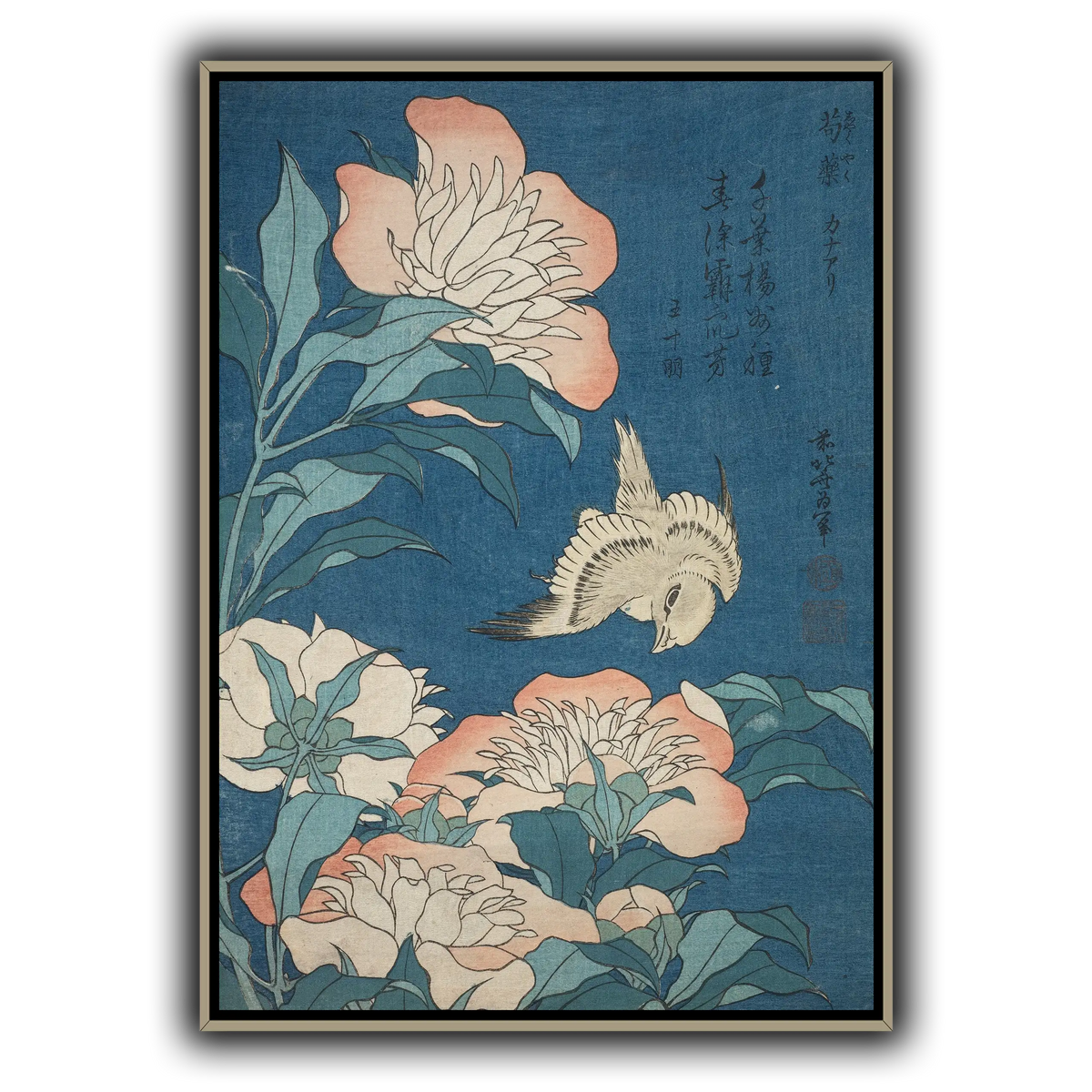 Peonies_and_Canary_Katsushika Hokusai