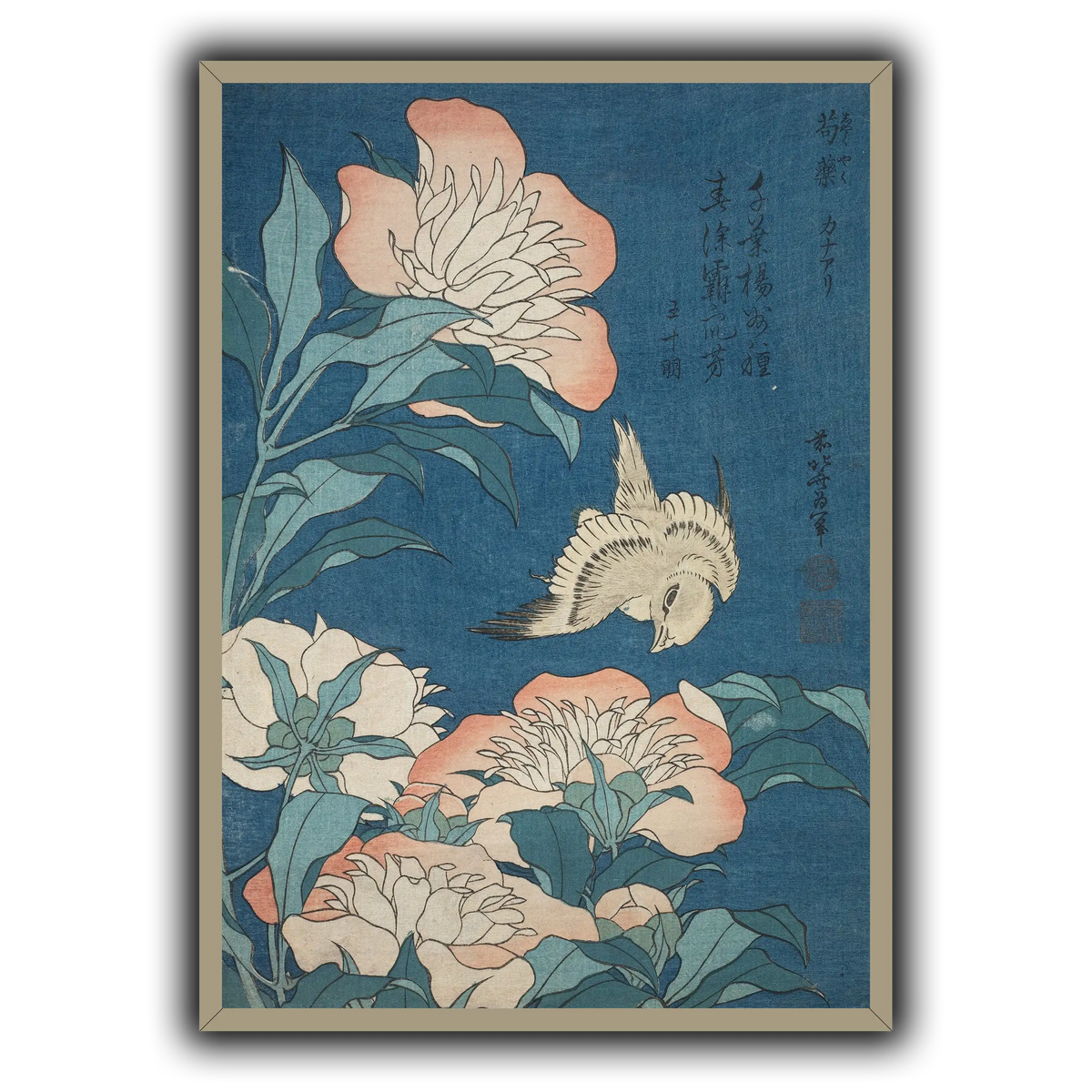 Peonies_and_Canary_Katsushika Hokusai